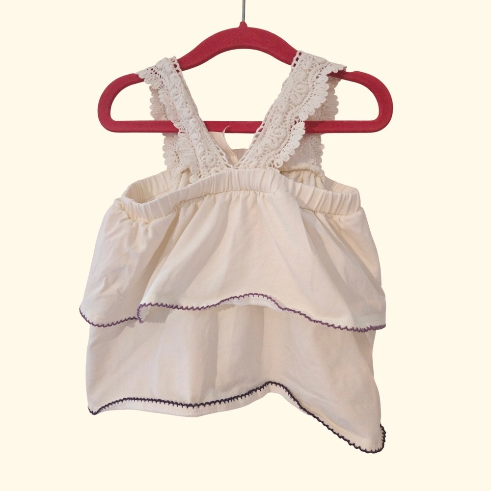 Matilda Jane Girls White Knit Dress Purple Floral Embroidered 4T